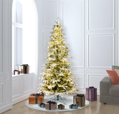 Vickerman 6.5' x 42" Flocked Kamas Fraser Tree Warm White Low Voltage 3MM LED Lights.