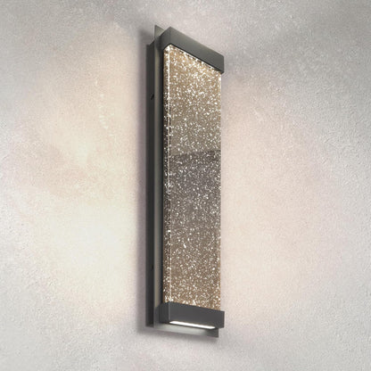 ASD Lighting LED Outdoor Wall Sconce 24 22W 120-277V CCT Selectable 3000/4000/5000K Dimmable Clear Seeded Glass, Black ETL