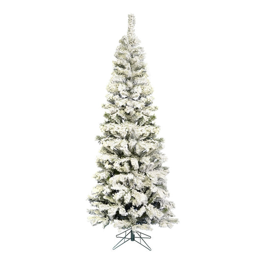 Vickerman 7.5' x 36" Flocked Pacific Pencil Artificial Christmas Tree Unlit