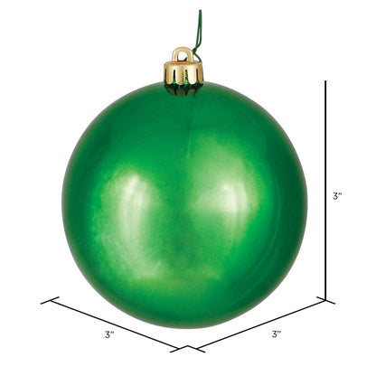 Vickerman 3" Green Shiny Ball Ornament 12 per Bag