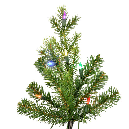 Vickerman 7.5' x 38" Moutauk Pine Artificial Christmas Pencil Tree Multi-colored LED lights