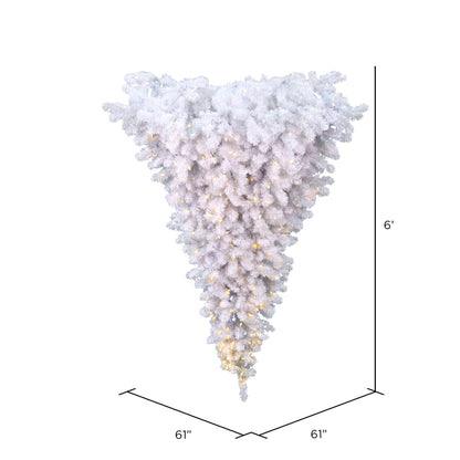 Vickerman 6' White Upside Down Artificial Christmas Half Tree Pure White Single Mold LED Lights