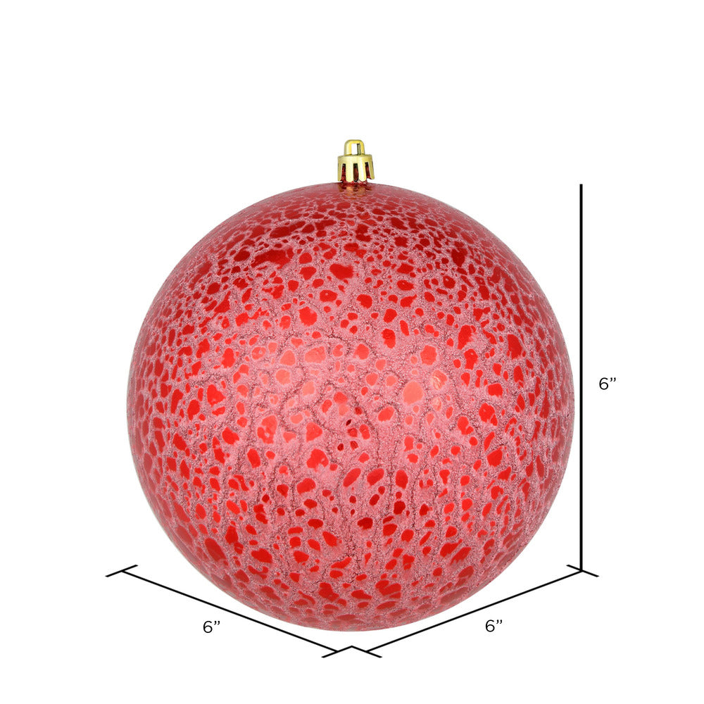 Vickerman 6" Red Crackle Ball Ornament 4 per Bag