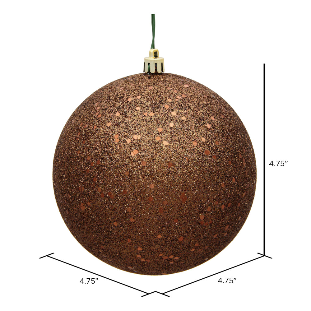 Vickerman 4.75" Mocha Sequin Ball Ornament 4 per Bag