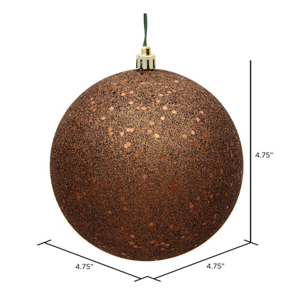 Vickerman 4.75" Mocha Sequin Ball Ornament 4 per Bag