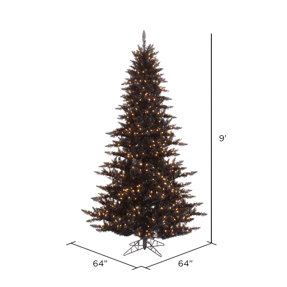 Vickerman 9' Black Fir Artificial Christmas Tree Warm White Dura-lit LED Lights