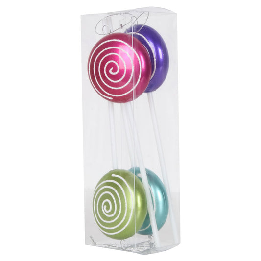 Vickerman 10" Multi-Colored Candy Swirl Lollipop Christmas Ornaments 4 per Box