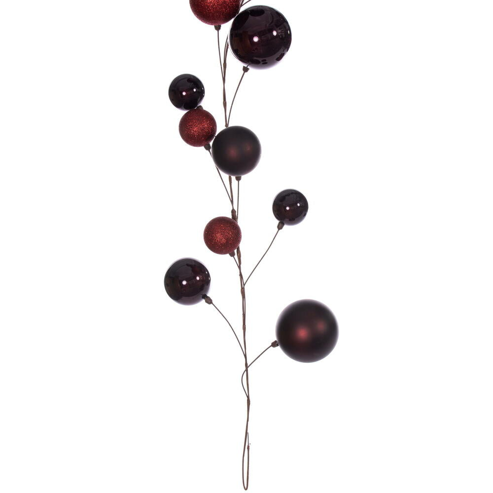 Vickerman 10' Burgundy Assorted Finish Branch Ball Ornament Garland.
