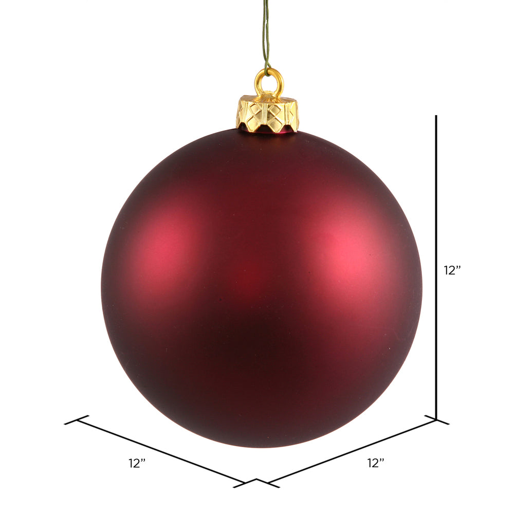 Vickerman 12" Wine Matte Ball Ornament