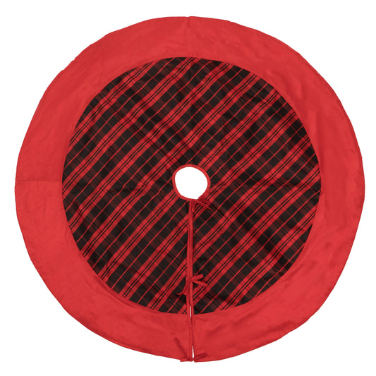 Vickerman 52" Red and Black Plaid Christmas Tree skirt