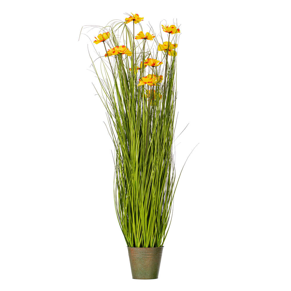 Vickerman 48" Artificial Potted Green Grass and Cherry Blossoms.