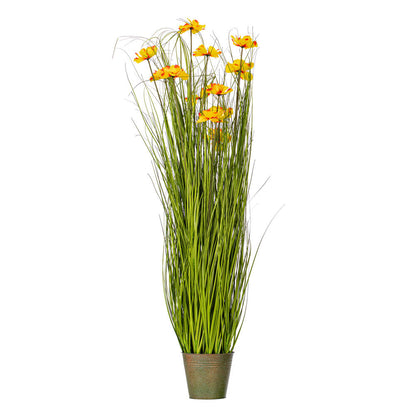Vickerman 48" Artificial Potted Green Grass and Cherry Blossoms.