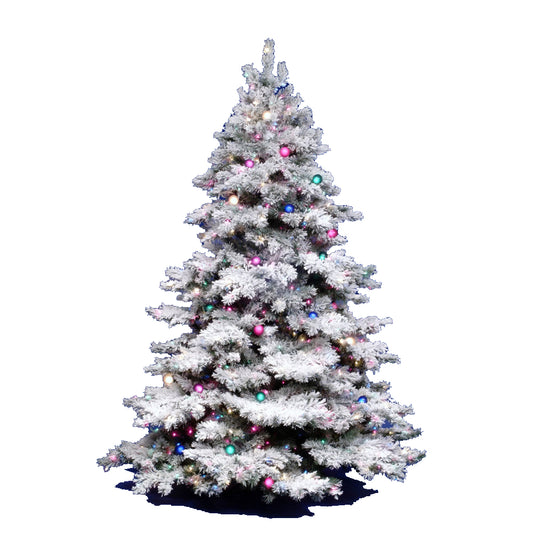 Vickerman 10' Flocked Alaskan Pine Artificial Christmas Tree Multi-Colored Lights
