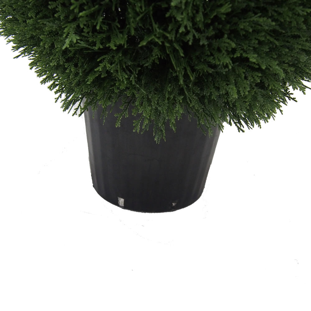 Vickerman 36" Artificial Cedar Teardrop Shaped Bush Black Plastic Pot.