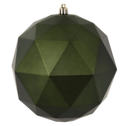 6" Moss Green Geometric Ball Ornament Featuring a Matte Finish. Comes 4 per bag