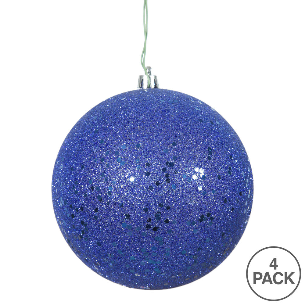 Vickerman 4.75" Coblt Blue Sequin Ball Ornament 4 per Bag