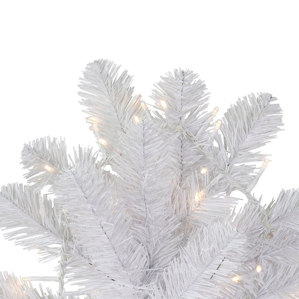 Vickerman 7.5' x 45" White Artificial Christmas Tree Warm White 8 function 3MM LED Lights