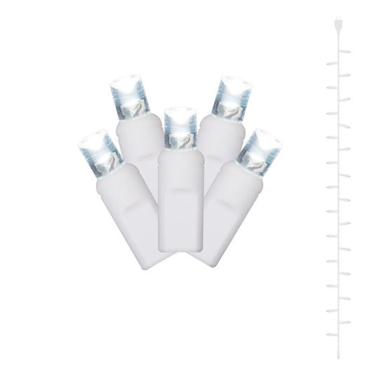 Vickerman 25 Pure White Wide Angle LED Curtain Light on White Wire 7' Christmas Light Strand