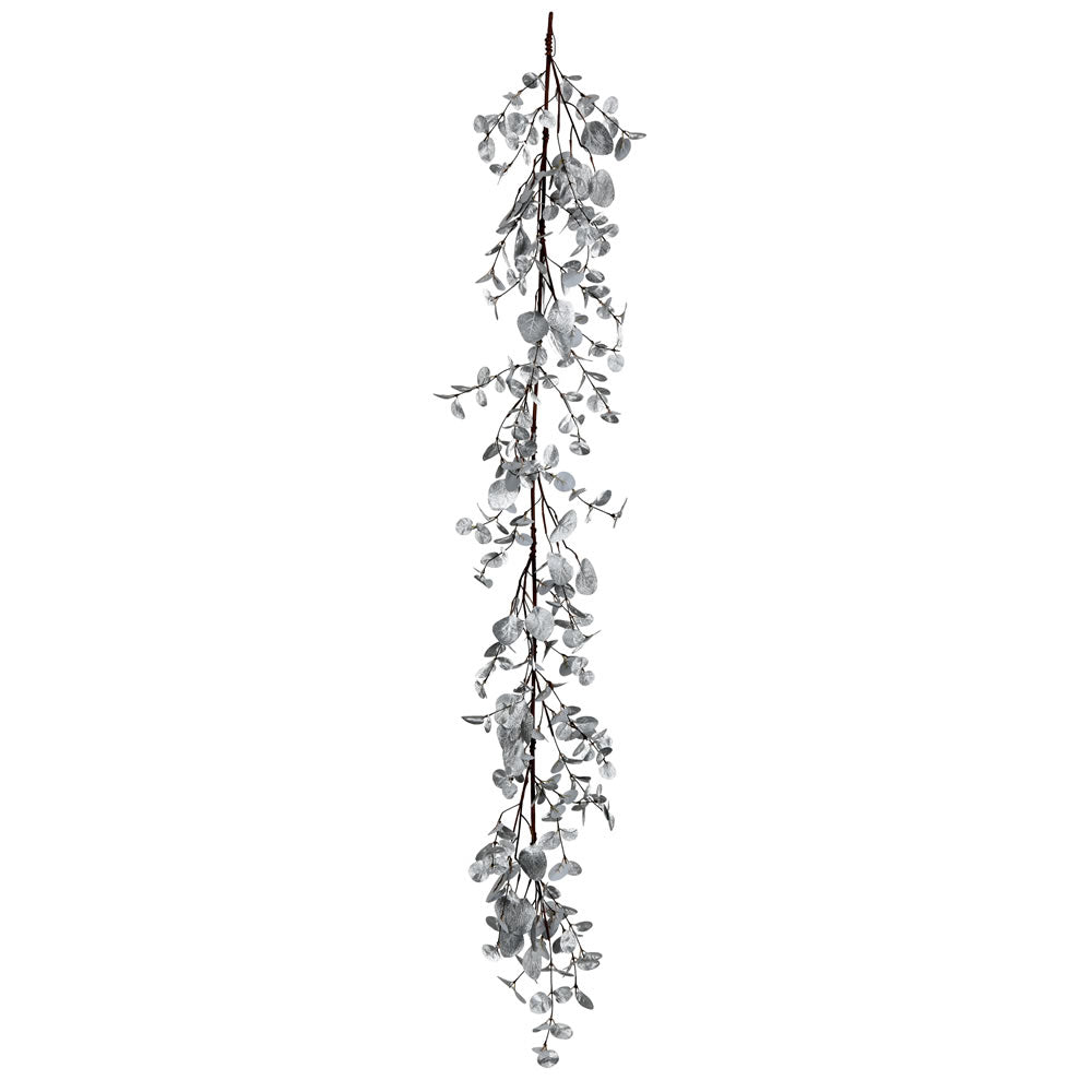 Vickerman 5' Silver Eucalyptus Artificial Christmas Garland Unlit