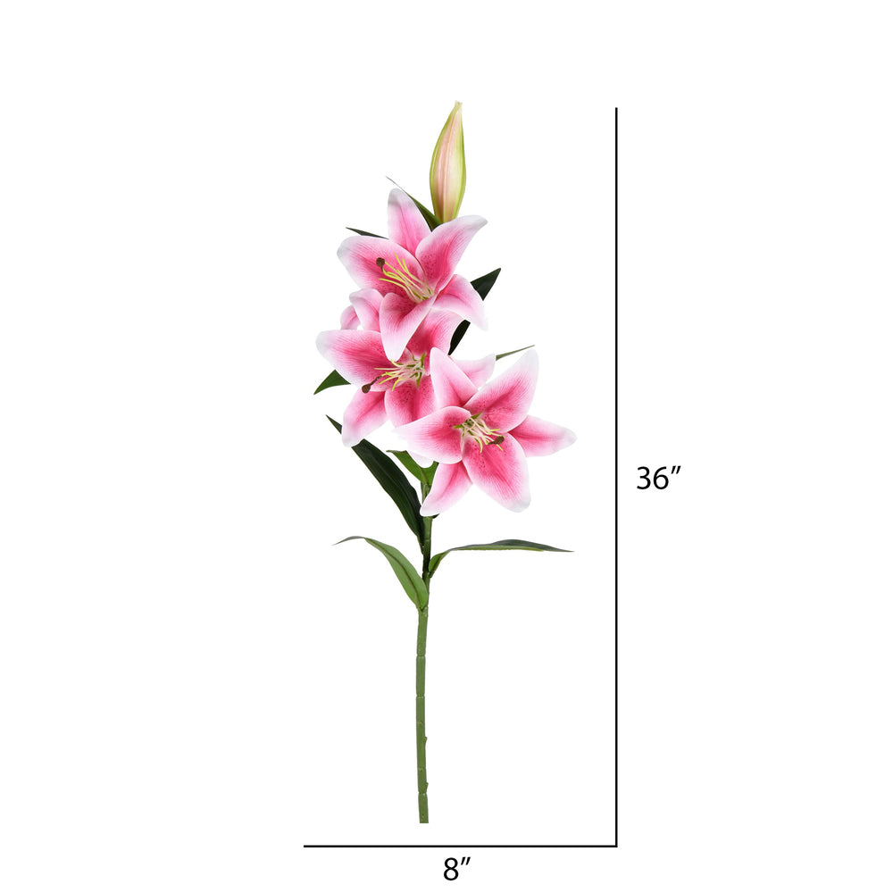 Vickerman 36'' Artificial Pink Real Touch Lily Spray. Includes 2 sprays per pack.