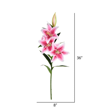 Vickerman 36'' Artificial Pink Real Touch Lily Spray. Includes 2 sprays per pack.