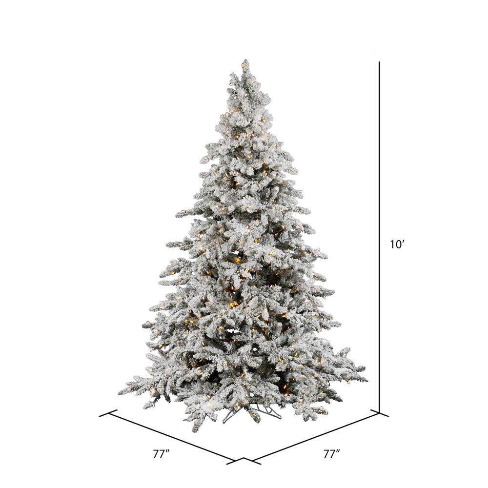 Vickerman 10' Flocked Utica Fir Artificial Christmas Tree Pure White LED Lights