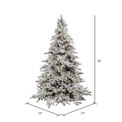 Vickerman 10' Flocked Utica Fir Artificial Christmas Tree Pure White LED Lights