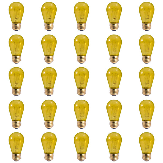 BULBRITE INCANDESCENT S14 MEDIUM SCREW (E26) 11W DIMMABLE LIGHT BULB TRANSPARENT YELLOW 25PK (701811)