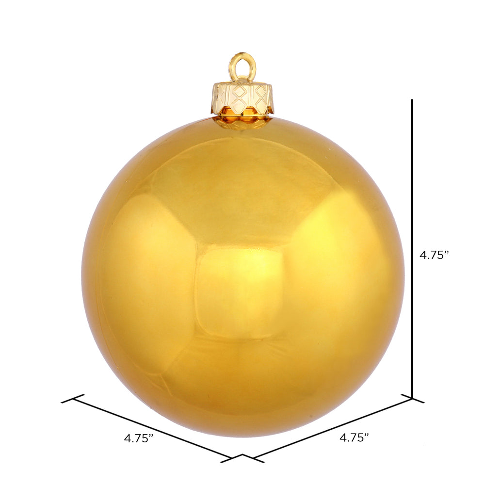 Vickerman 4.75" Antique Gold Shiny Ball Ornament 4 per Bag