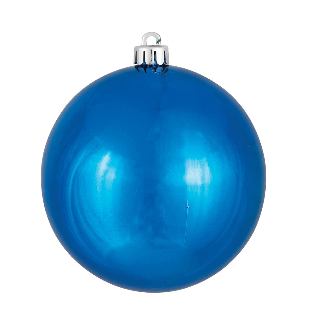 Vickerman 4.75" Blue Shiny Ball Ornament 4 per Bag