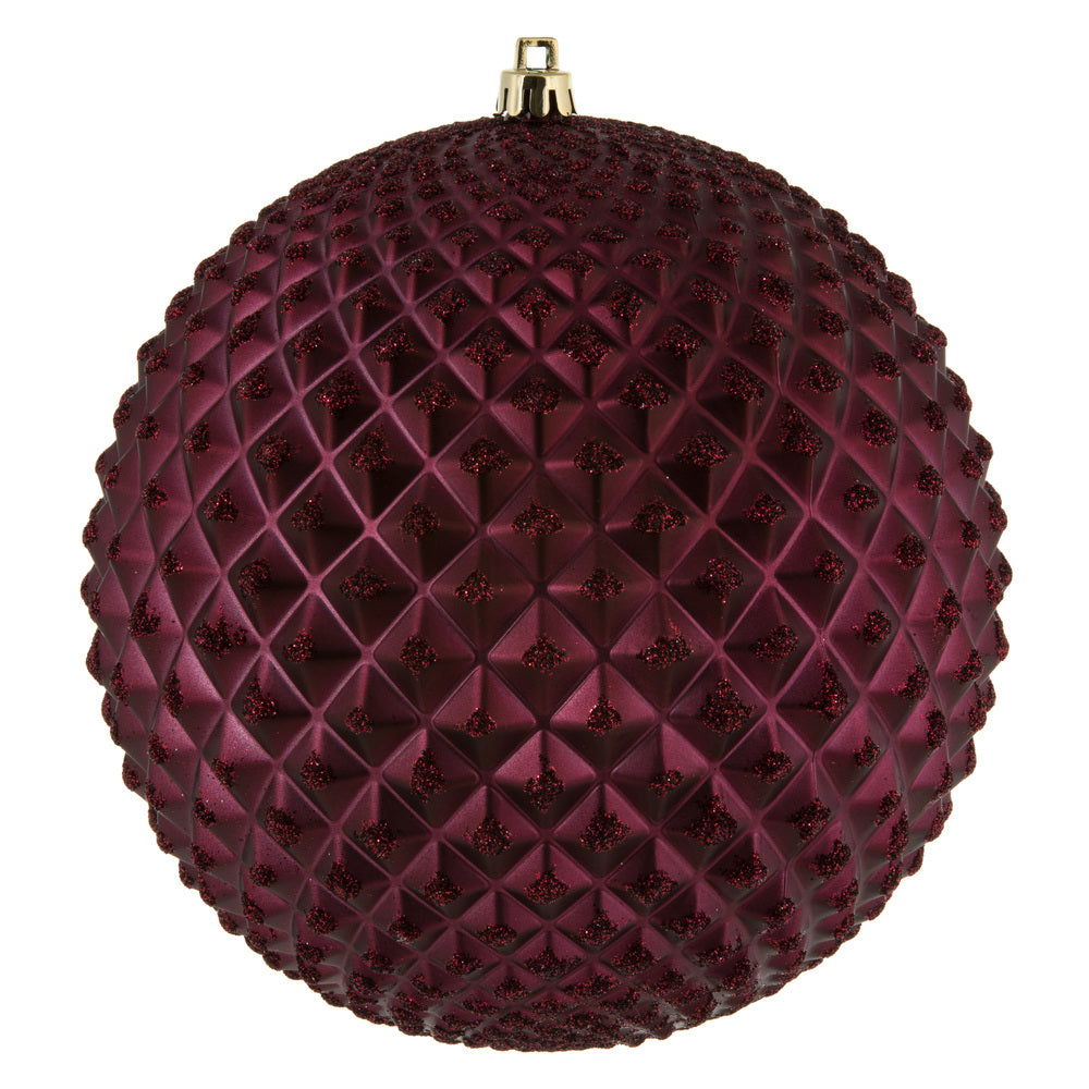 Vickerman 6" Wine Durian Glitter Ball Ornament 4 per Bag