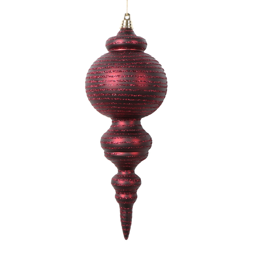 Vickerman 10" Matte Burgundy Finial Ornament 2 per bag.