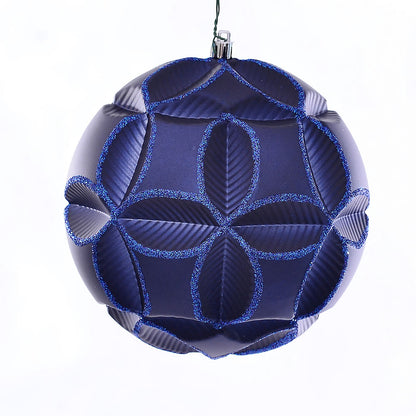 Vickerman 6" Midnight Blue Matte Clover Ball Ornament 2 per Bag