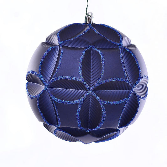 Vickerman 6" Midnight Blue Matte Clover Ball Ornament 2 per Bag