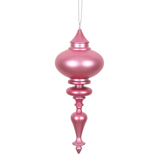 Vickerman 8.7" x 3.5" Mauve Matte Finial Ornament with drilled and wired caps. Comes 3 per Bag.