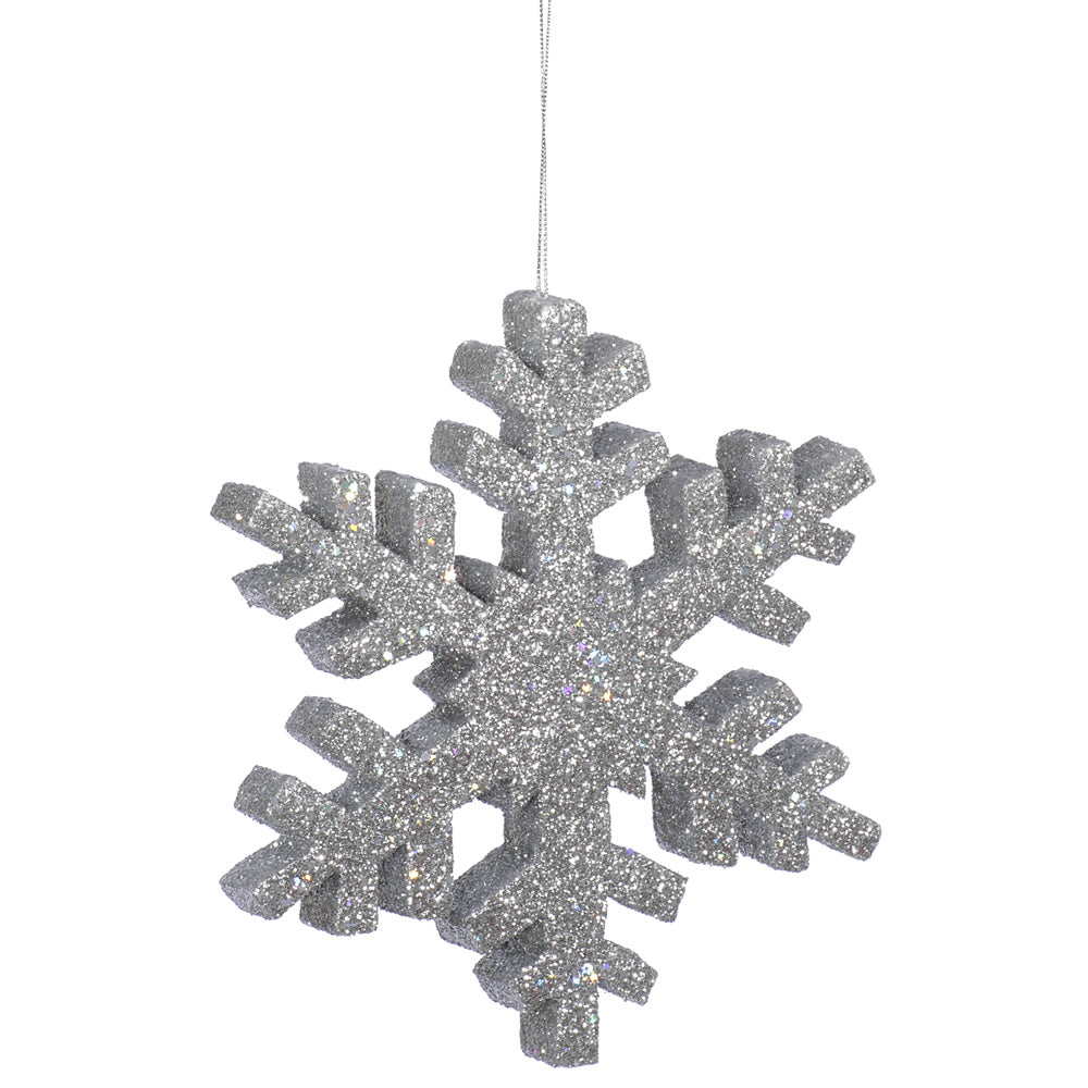 Vickerman 12" Silver Glitter Snowflake Christmas Ornament