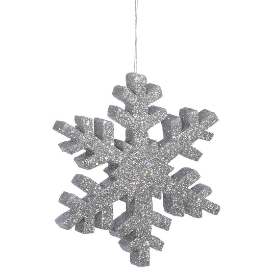 Vickerman 12" Silver Glitter Snowflake Christmas Ornament