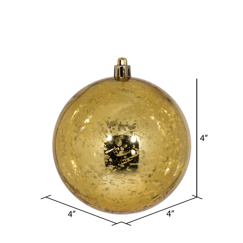 Vickerman 4" Honey Gold Shiny Mercury Ball Ornament 6 per Bag.