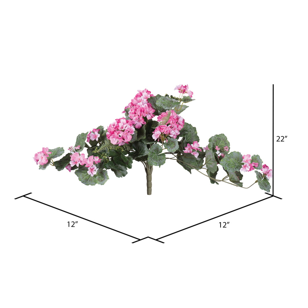 Vickerman 22" Artificial Light Pink Geranium Hanging.