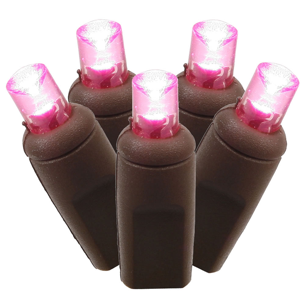 Vickerman 150 Pink Wide Angle LED Single Mold Christmas Net Light Set Brown Wire