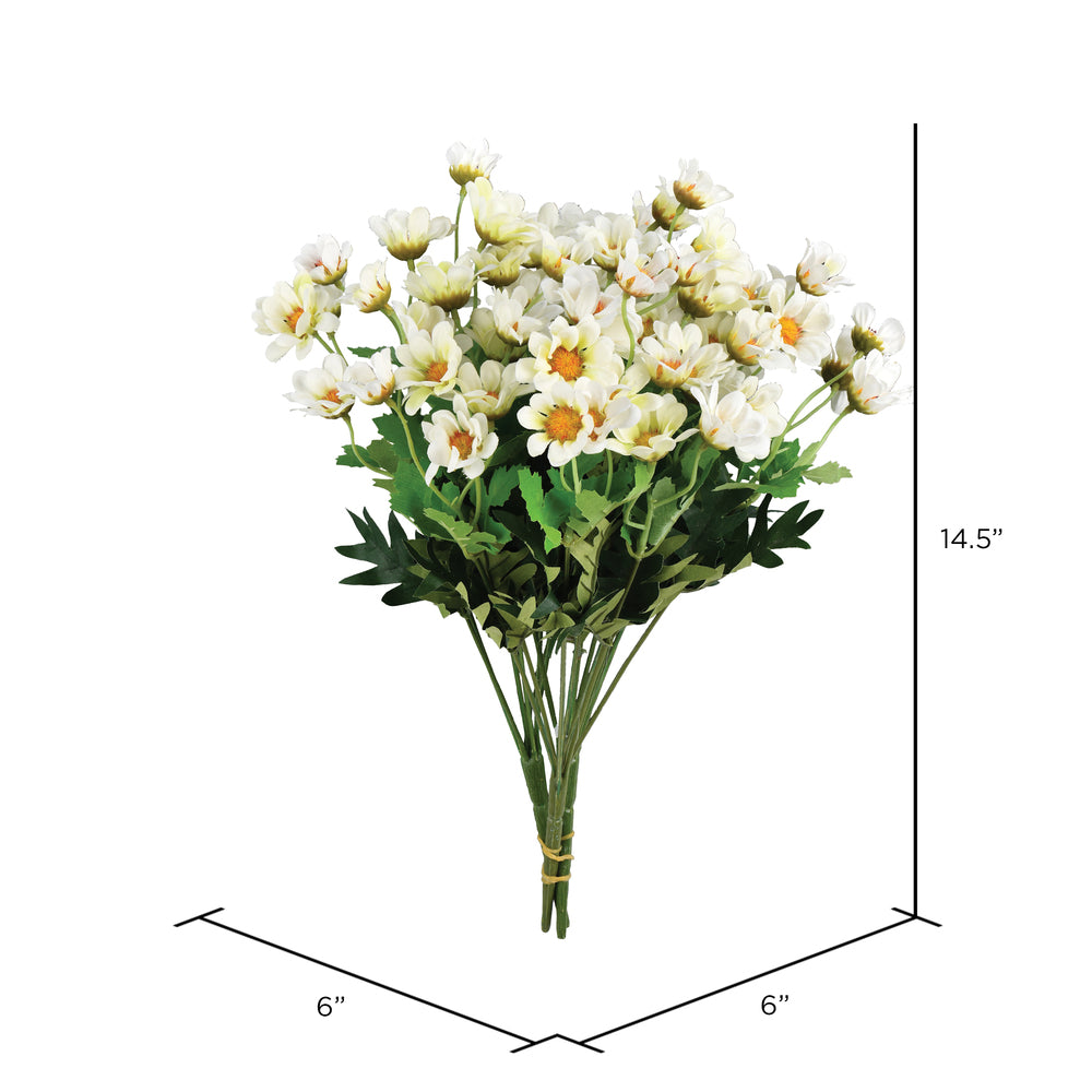 Vickerman 14.5" Artificial White Wild Daisy Bush Set of 3