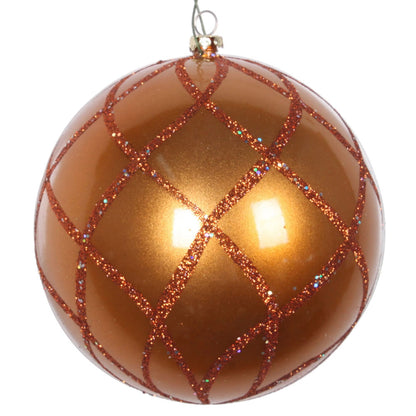 Vickerman 4.75" Copper Candy Finish Net Ball Ornament with Glitter Accents 3 per Bag
