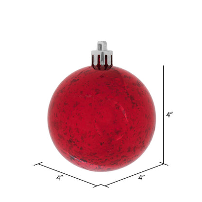 Vickerman 4" Red Shiny Mercury Ball Ornament 6 per Bag