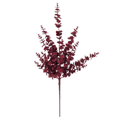 Vickerman 28" Burgundy Artificial Eucalyptus Glitter Spray 2 per bag.