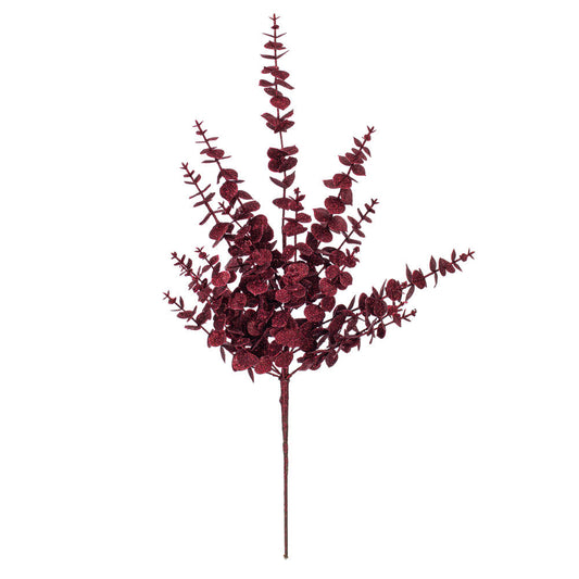 Vickerman 28" Burgundy Artificial Eucalyptus Glitter Spray 2 per bag.