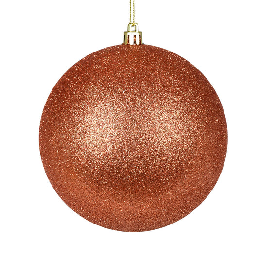 Vickerman 4" Coral Glitter Ball Ornament 6 per Bag