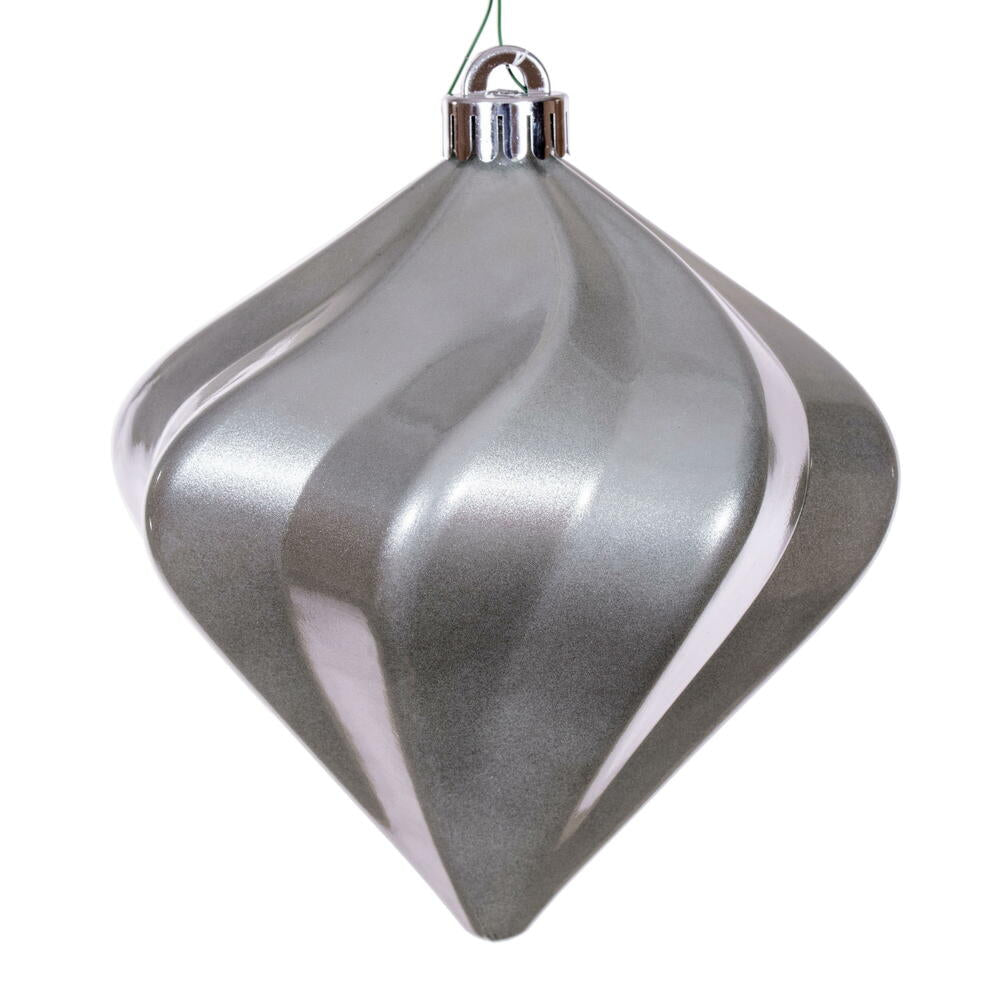 Vickerman 6" Pewter Swirl Diamond UV Candy Christmas Ornament Set of 3