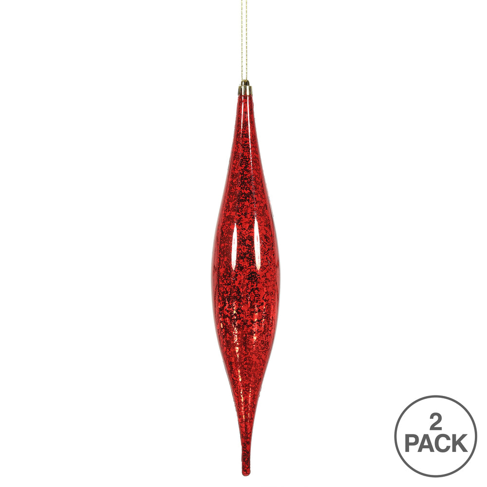 Vickerman 13" Red Mercury Rain Drop Christmas Ornament Pack of 2
