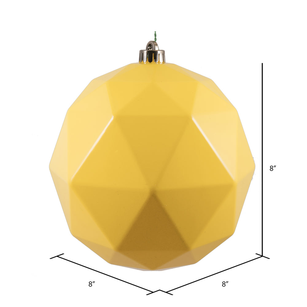 Vickerman 8" Yellow Shiny Geometric Ball Ornament