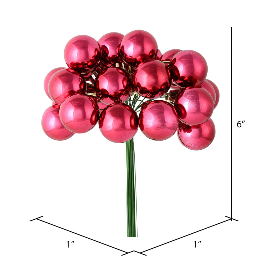 Vickerman 6" Berry Red Shiny Ball Ornament Christmas Pick